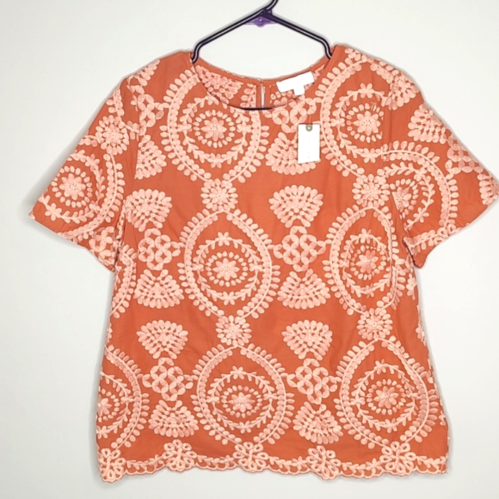 NWT Eri + Ali Coralie Embroidered Blouse Sz S Anthropologie